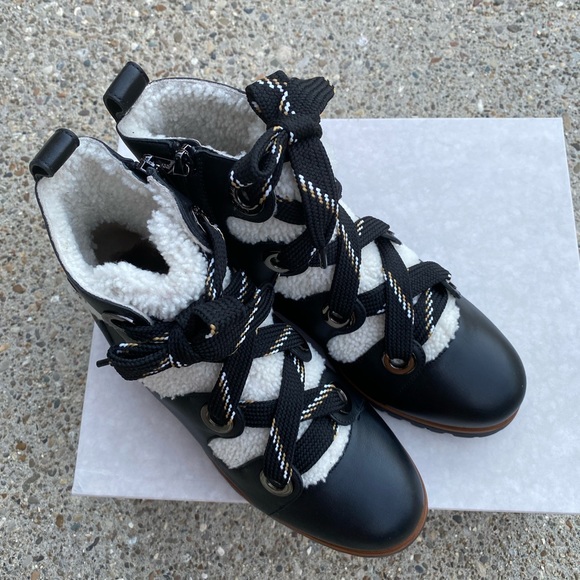 Jimmy Choo Bei Flat Boots leather /shearling size 38.5 - Picture 7 of 12